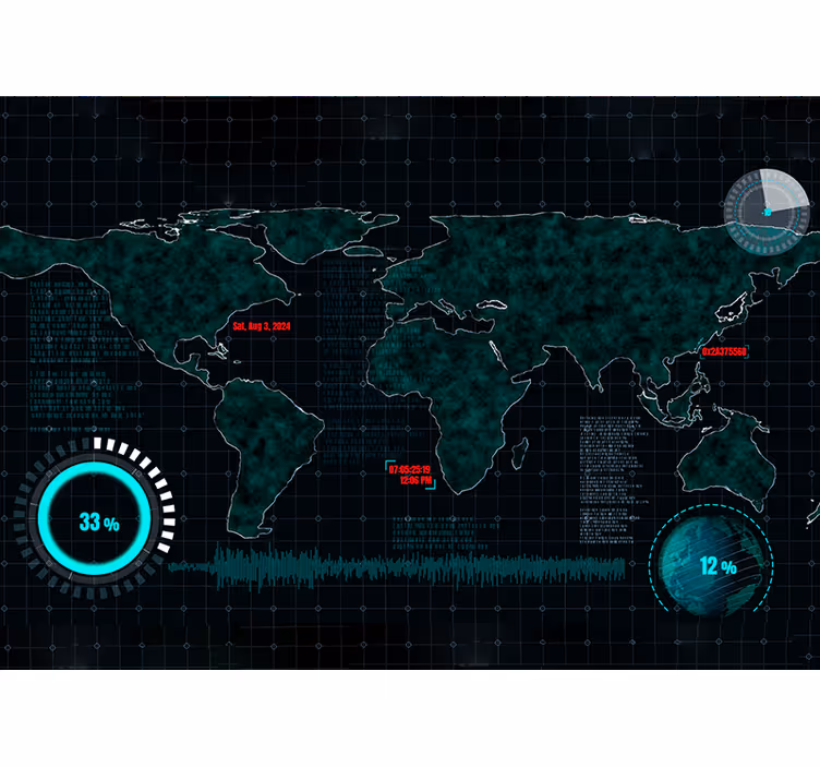 World map roller blind futuristic world map - TenStickers