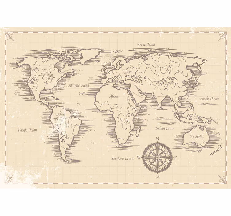 World map roller blind vintage world map - TenStickers