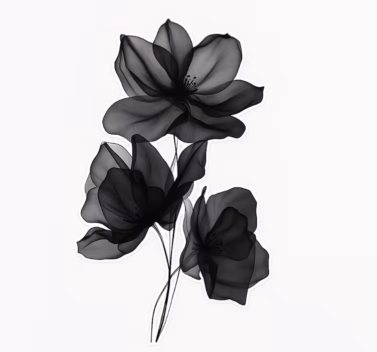 Flower roller blind black translucent flowers - TenStickers
