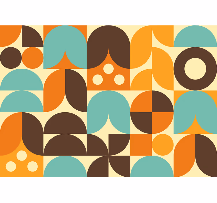 Rustic roller blind with geometric 70s shapes - TenStickers