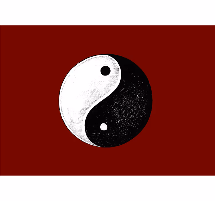 Zen roller blind yin yang wall mural with red background - TenStickers