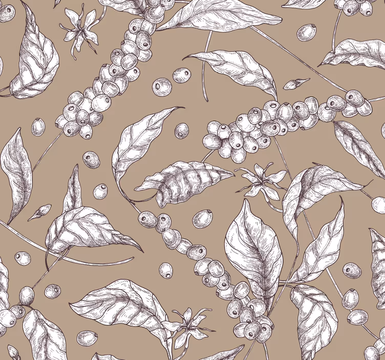 Brown roller blind coffee plant design - TenStickers
