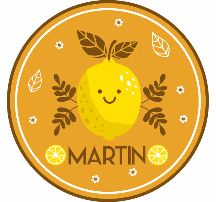 Orange roller blind with personalized smiling lemons - TenStickers