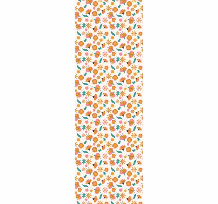 Orange roller blind with orange flowers design - TenStickers
