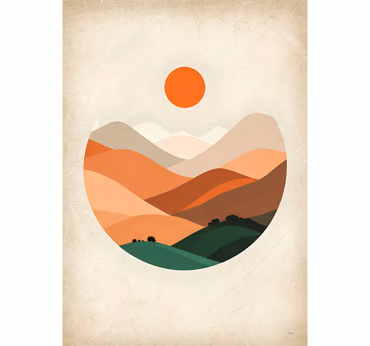 Orange roller blind sunrise over the mountains - TenStickers
