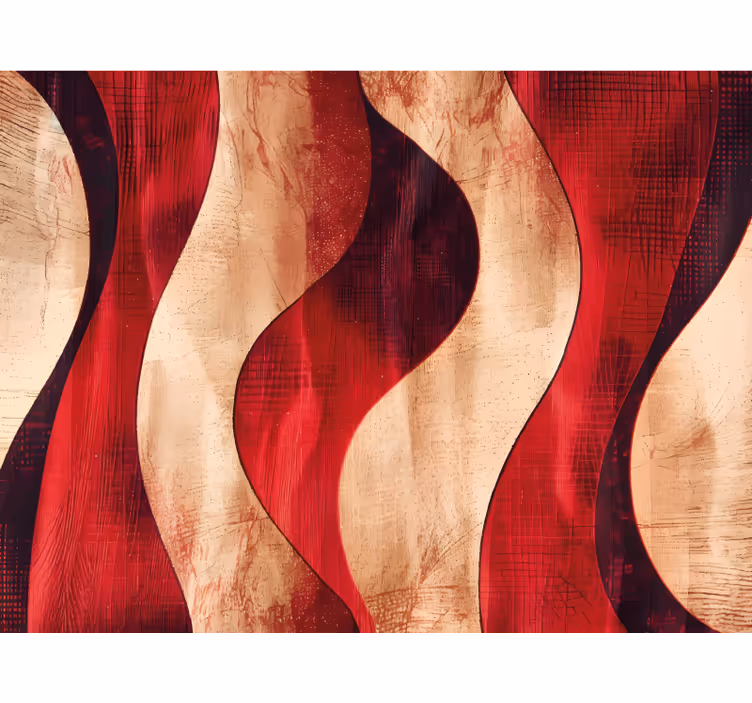 Red roller blind with modern waves design - TenStickers