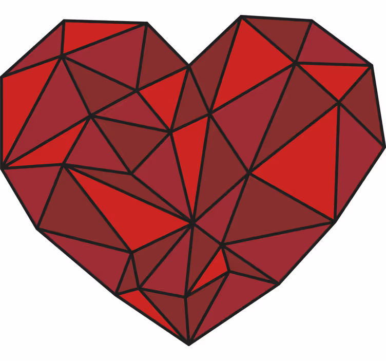 Red roller blind geometric heart design - TenStickers