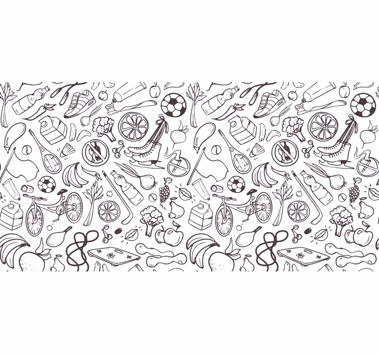 Outdoor roller blind with fitness and sport doodles - TenStickers