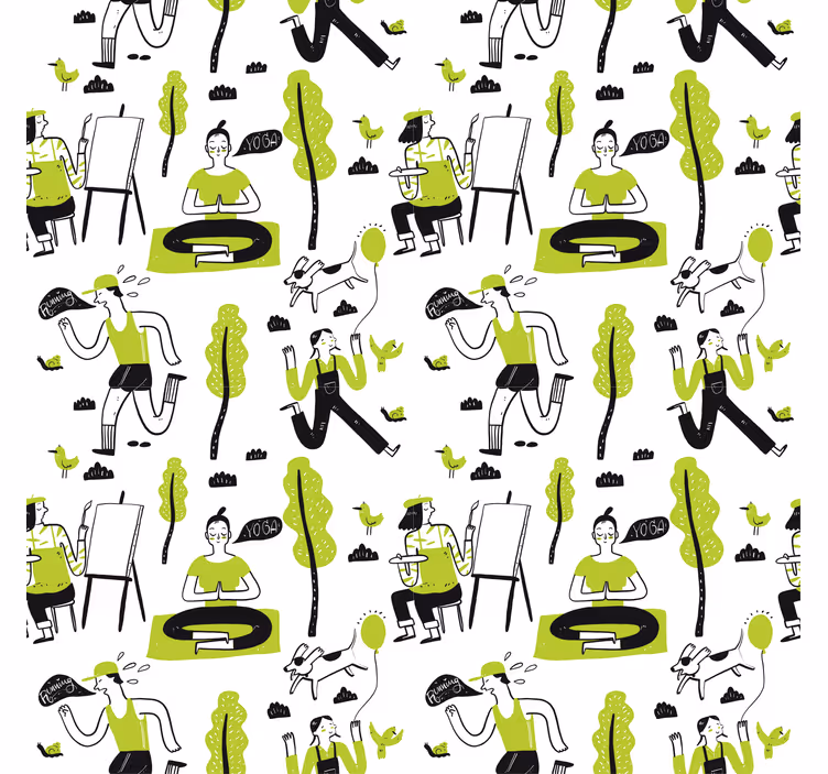 Outdoor roller blind healthy lifestyle doodle set - TenStickers