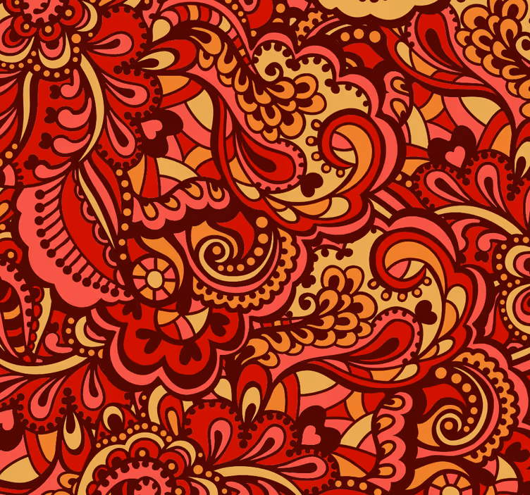 Outdoor roller blind with red ornamental wallpaper - TenStickers