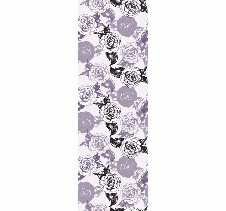 Teenage bedroom roller blind in purple and black floral - TenStickers