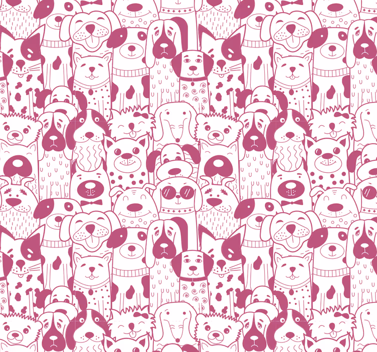 Nursery roller blind with pink dog fur wallpaper - TenStickers
