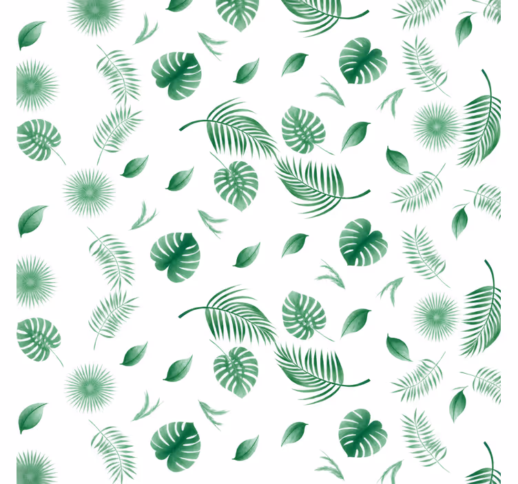 Green roller blind with tropical plant leaves - TenStickers