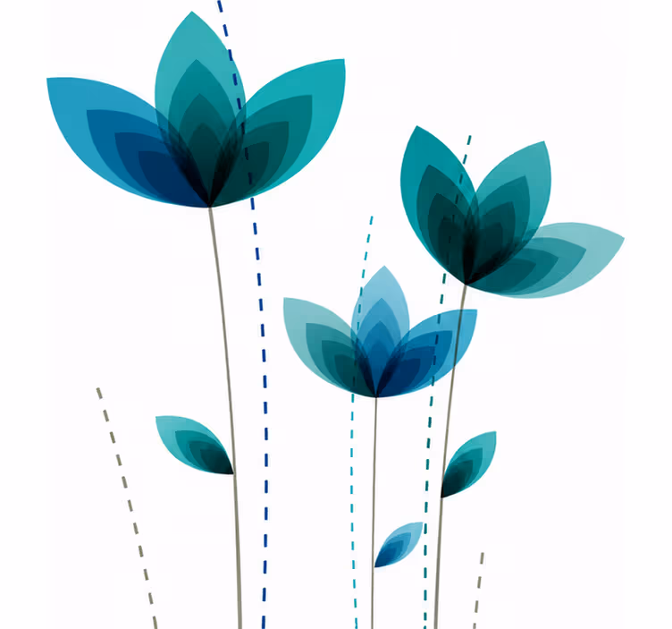 Turquoise roller blind flowers trio - TenStickers