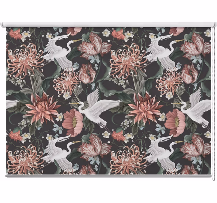 Herons and flowers balcony roller blind - TenStickers