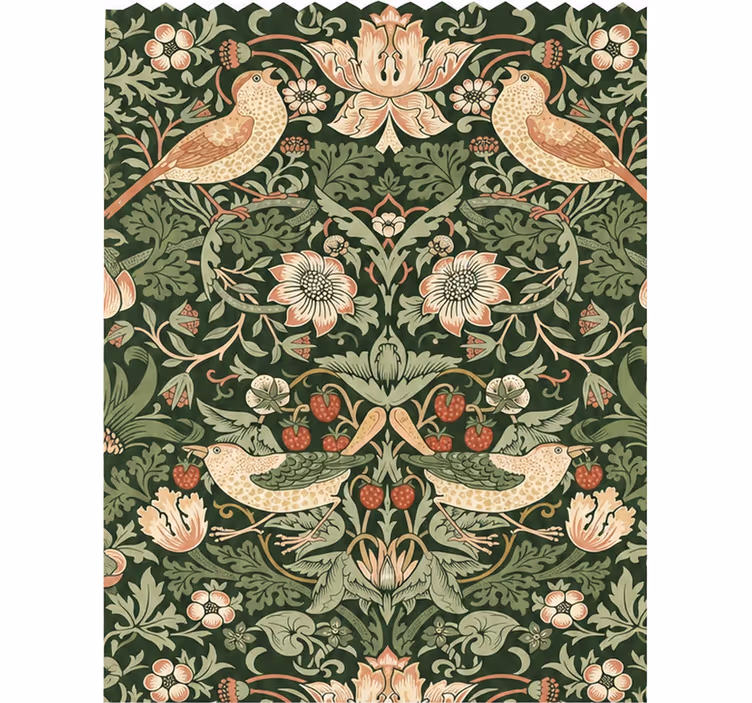 Kitchen roller blind width 80 strawberry thief birds - TenStickers