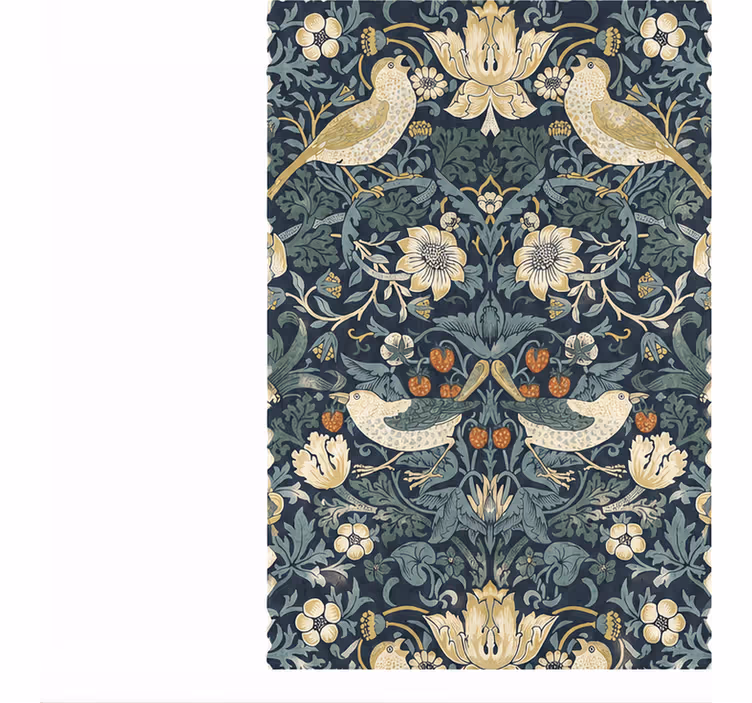 Kitchen roller blind width 80 indigo strawberry thief birds - TenStickers