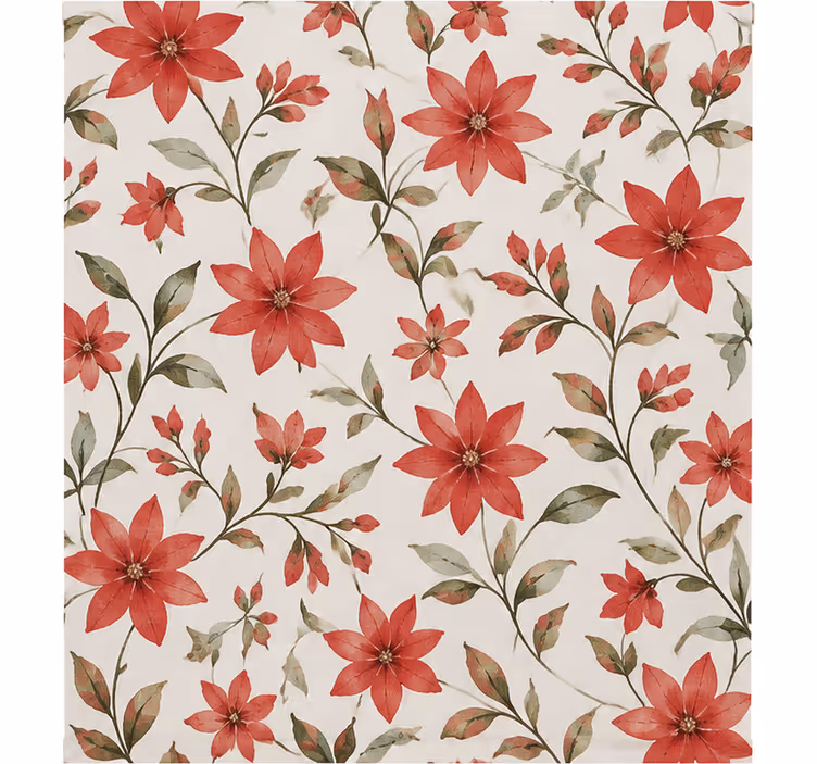 Red roller blind with starflower design - TenStickers
