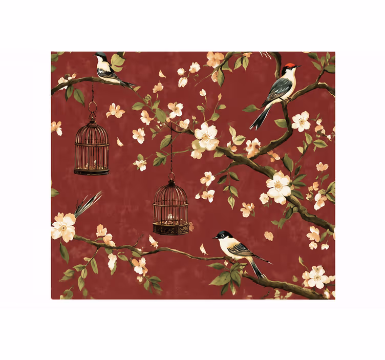 Red roller blind burgundy chinois design - TenStickers