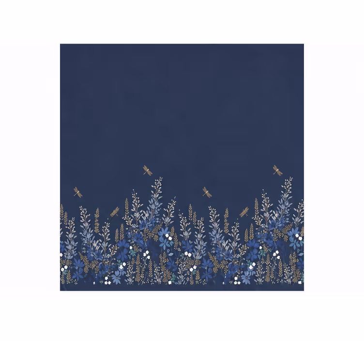 Blue roller blind with grass and flower insect pattern - TenStickers