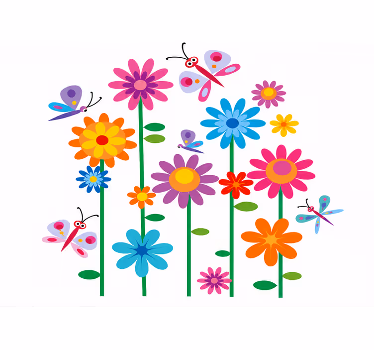 Flowers kids cheerful children room roller blind - TenStickers