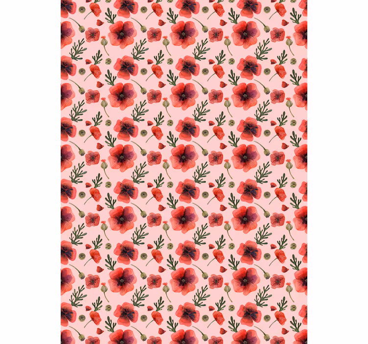 Poppy Floral Pattern flowers and plants roller blind - TenStickers