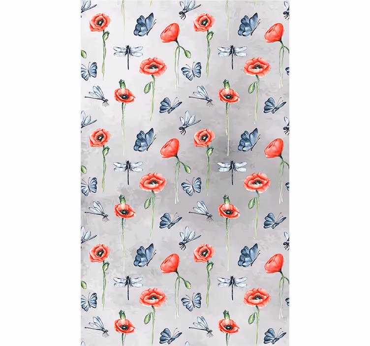 Puppies and insects flowers and plants roller blind - TenStickers
