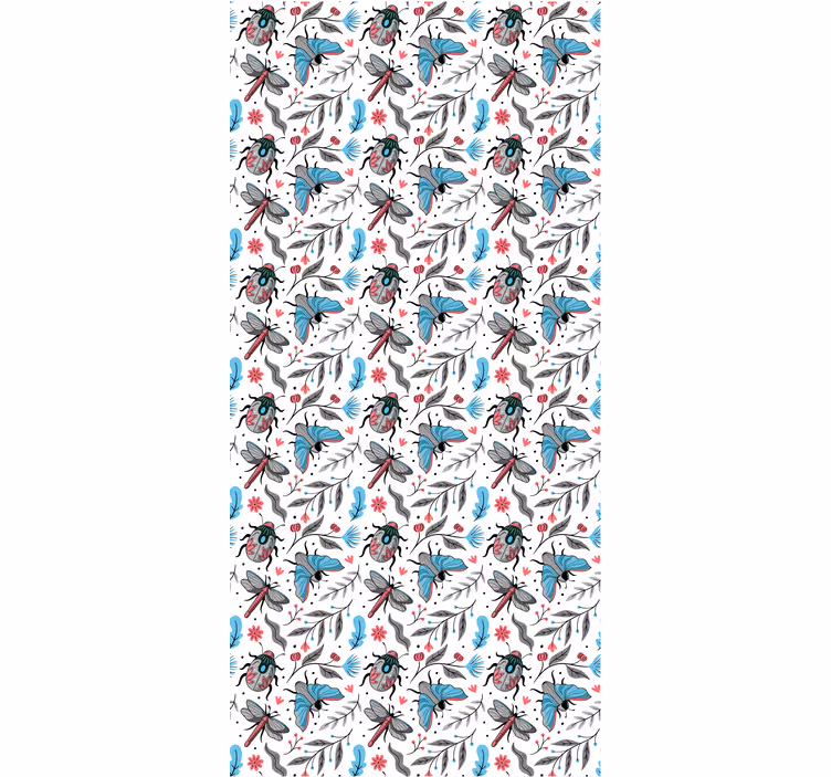 Winged insects and flora flowers and plants roller blind - TenStickers
