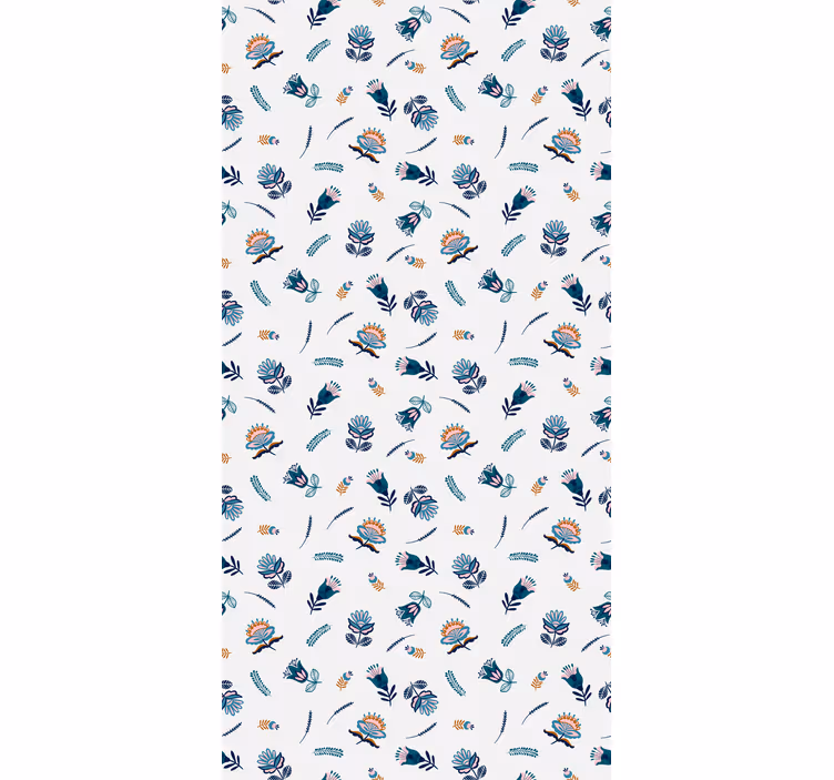 Blue folk art motif flower roller blind - TenStickers