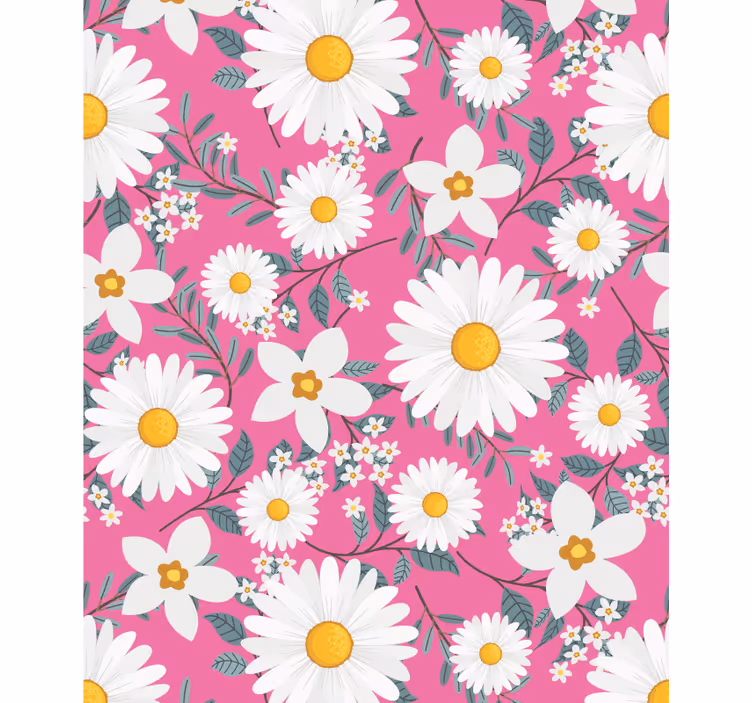 Pink daisies pattern flowers and plants roller blind - TenStickers