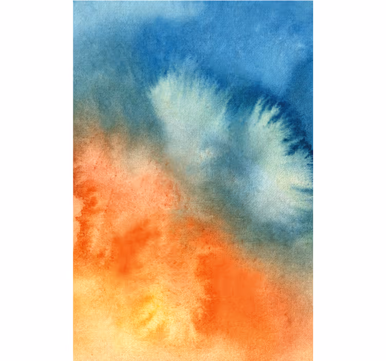 Orange blue abstract watercolor bedroom blind - TenStickers