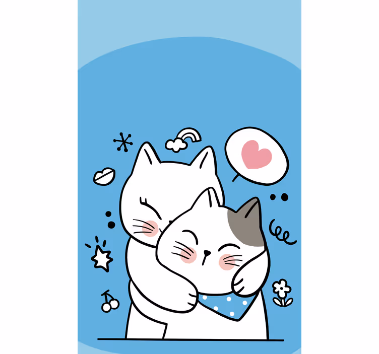 Cute Cat Embrace animal roller blind - TenStickers