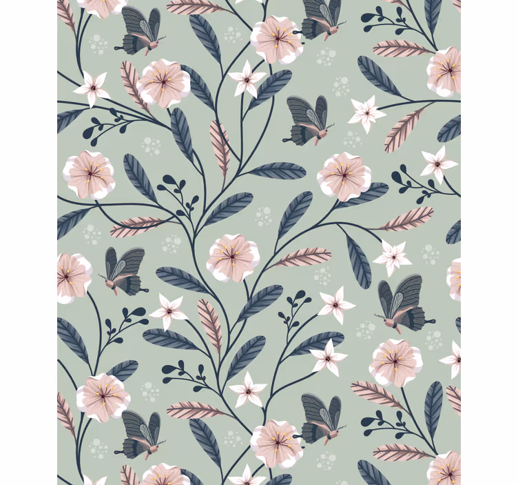 Floral Butterfly Patterns flowers and plants roller blind - TenStickers