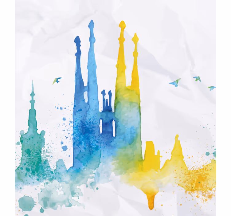 Aquarella Sagrada Familia roller blind - TenStickers