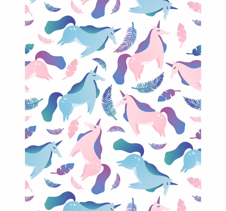 Unicorns and feathers children room roller blind - TenStickers