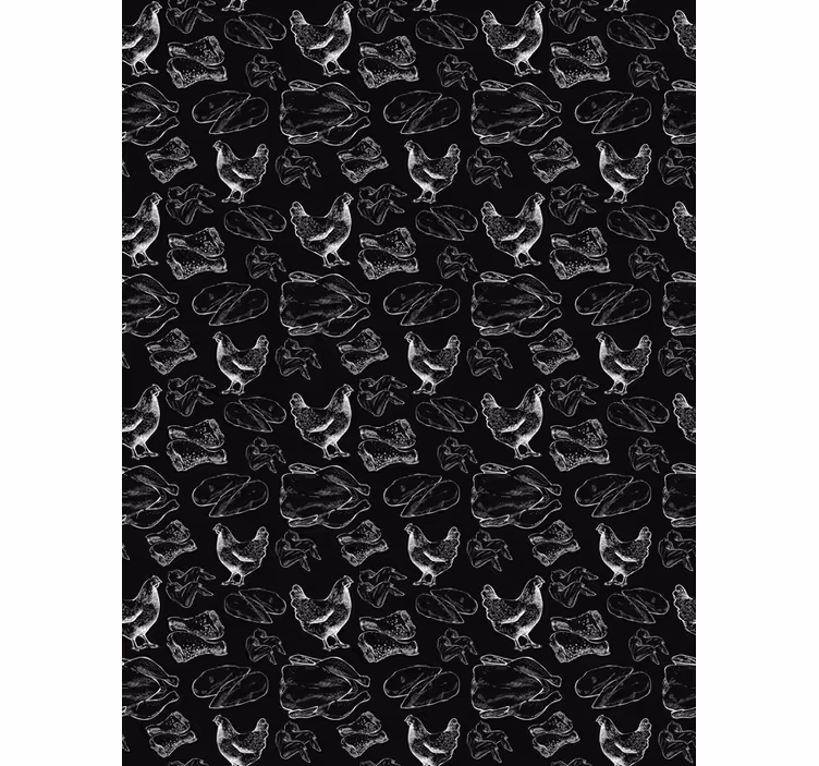 Black and white fried chicken animal blind - TenStickers