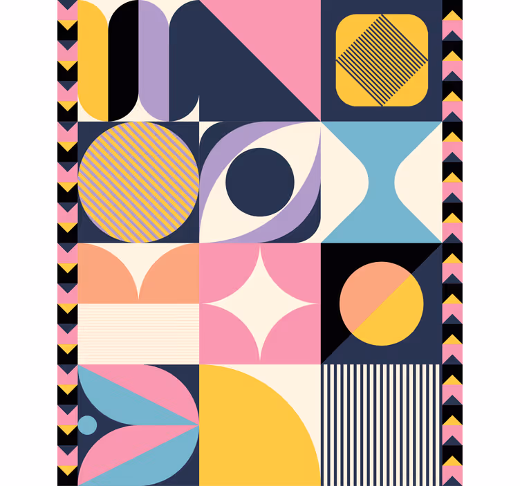 Geometric Shapes Collage modern roller blind - TenStickers