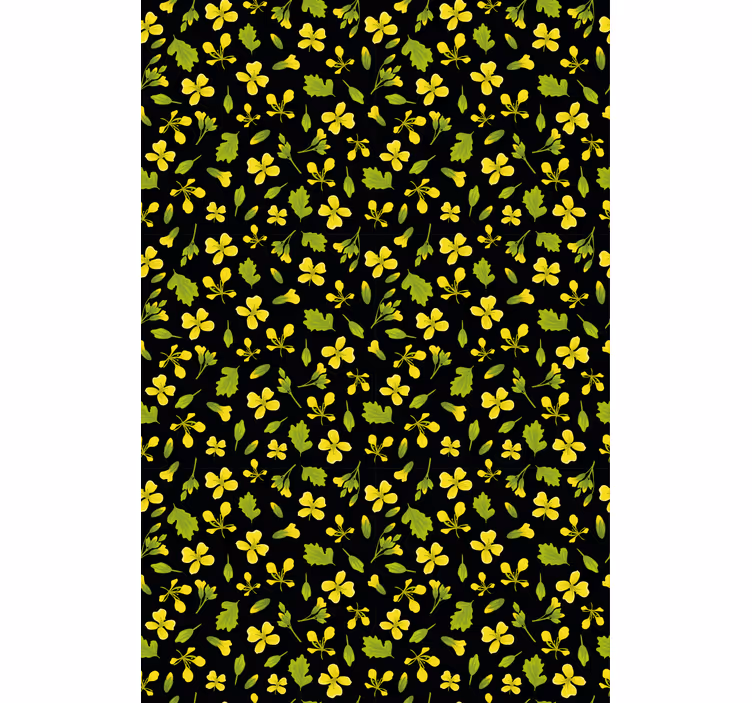 Yellow and black pattern flowers and plants roller blind - TenStickers