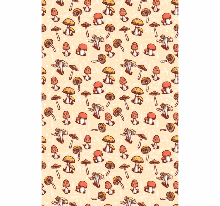 Mushroom forest pattern flowers and plants roller blind - TenStickers