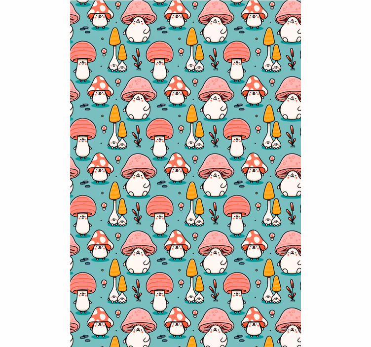 Baby mushroom characters children room roller blind - TenStickers