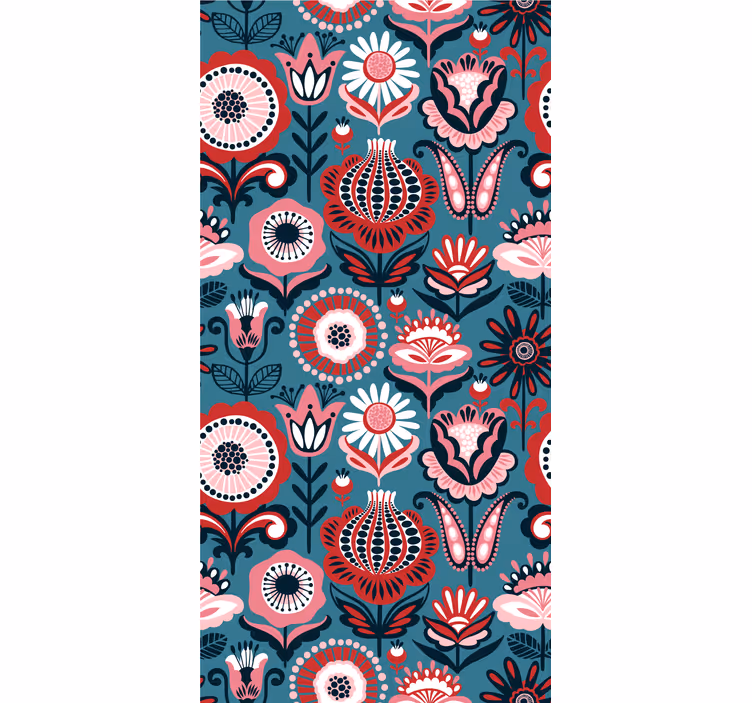 Retro folk pattern flower roller blind - TenStickers