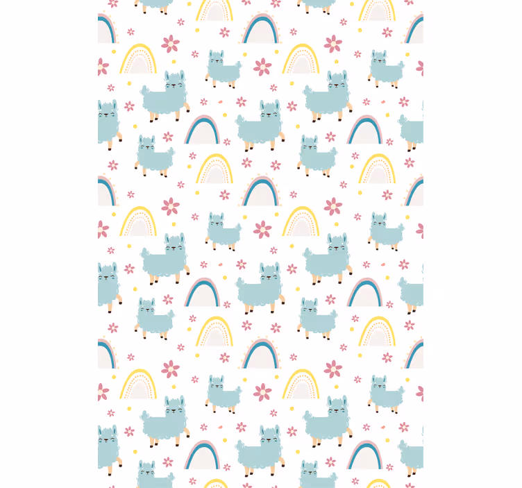 Cute Llamas and Rainbows animal roller blind - TenStickers