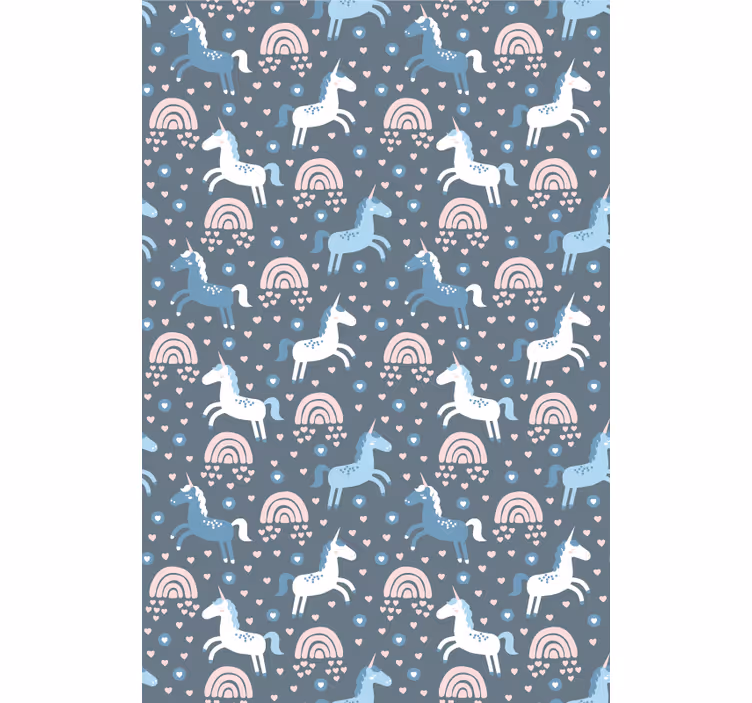 Children room roller blind with blue unicorns and rainbows - TenStickers