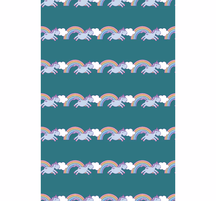 Running unicorns and rainbows children room roller blind - TenStickers