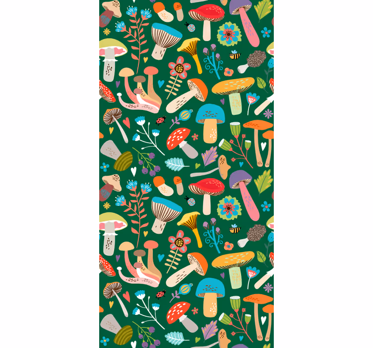 Vibrant Mushroom Motif flowers and plants roller blind - TenStickers