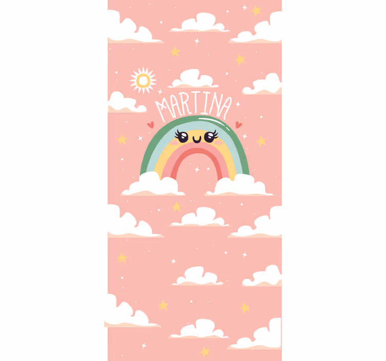 Pink rainbow design with name children room roller blind - TenStickers