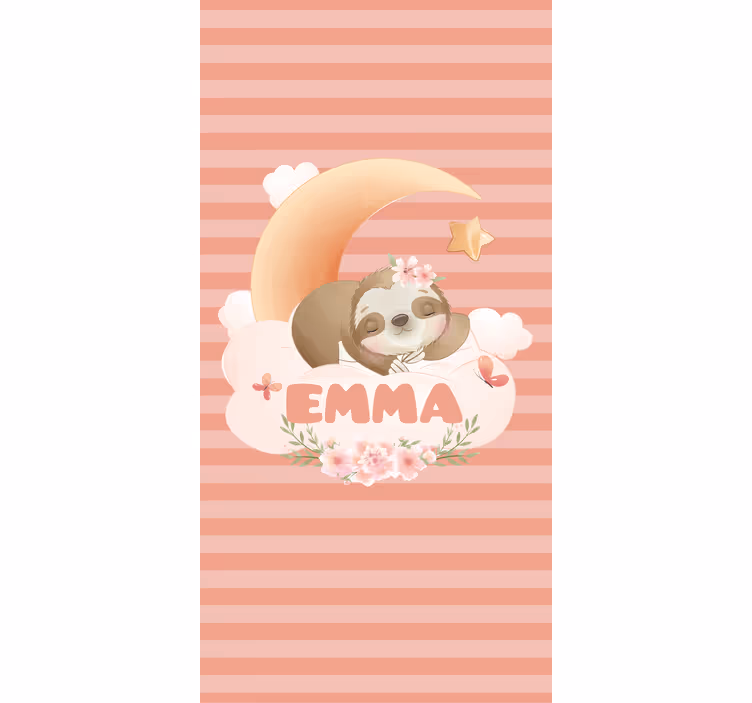 Cute animals sloth with name Nursery blind - TenStickers