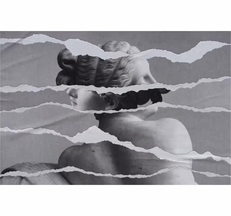 Greek statue image in torn paper Modern blind - TenStickers