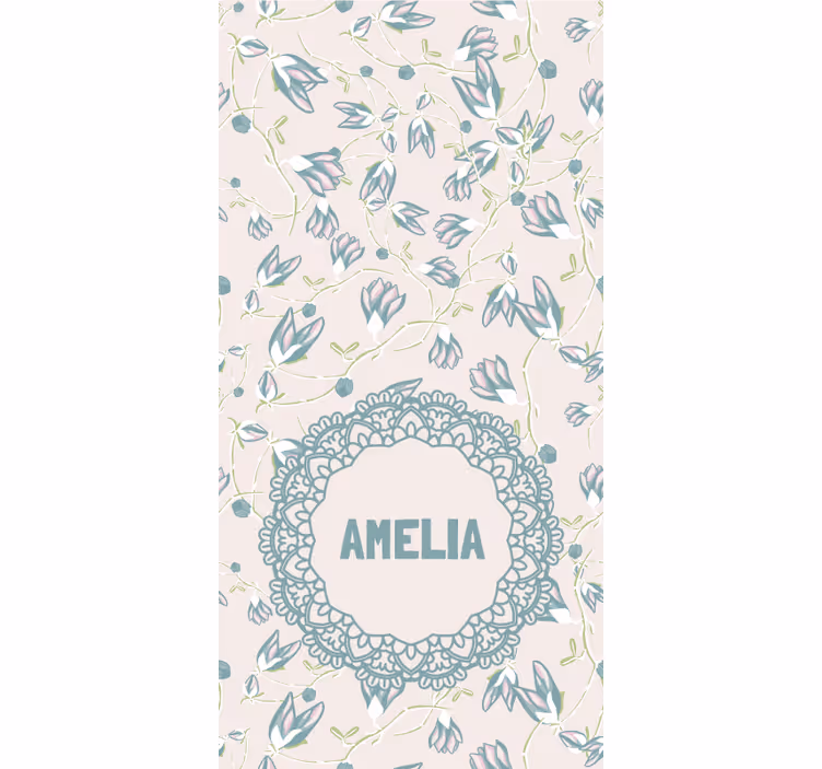 Name with delicate floral motif teenage bedroom roller blind - TenStickers
