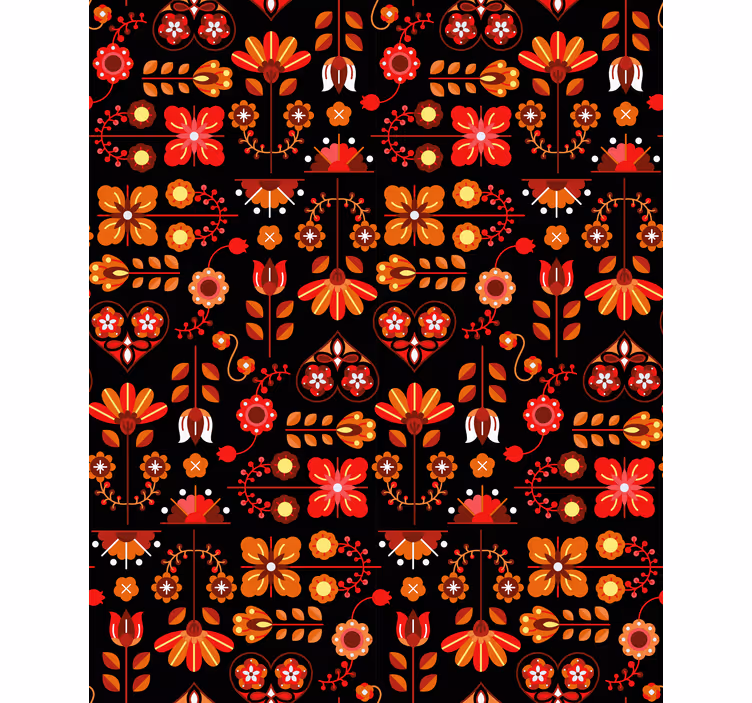 Orange folk art flower roller blind - TenStickers